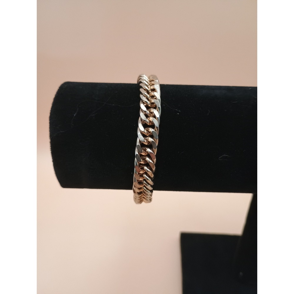 Vintage Barclay Silver‎ Tone Curb Chain Bracelet Fold Over Clasp 7.25"
